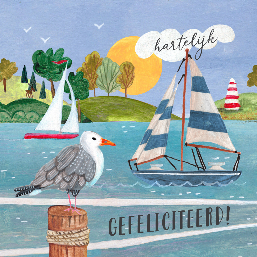 Verjaardagskaart man zee zeilboot maritiem - Verjaardagskaarten Verjaardagskaarten - Verjaardagskaart man zee zeilboot maritiem