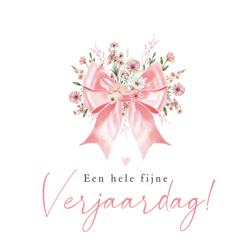 Verjaardagskaarten - Verjaardagskaart meisje met strik en bloemen