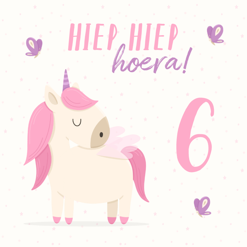 Verjaardagskaart meisje met unicorn en vlinders - Verjaardagskaarten Verjaardagskaarten - Verjaardagskaart meisje met unicorn en vlinders