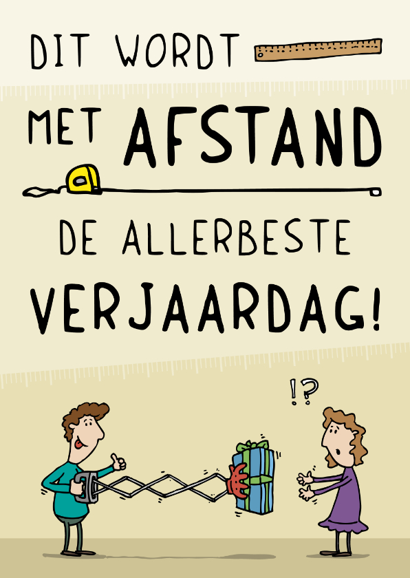 Verjaardagskaart met afstand de beste - Verjaardagskaarten Verjaardagskaarten - Verjaardagskaart met afstand de beste