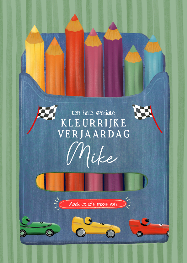 Verjaardagskaart met doosje potloden - Verjaardagskaarten Verjaardagskaarten - Verjaardagskaart met doosje potloden