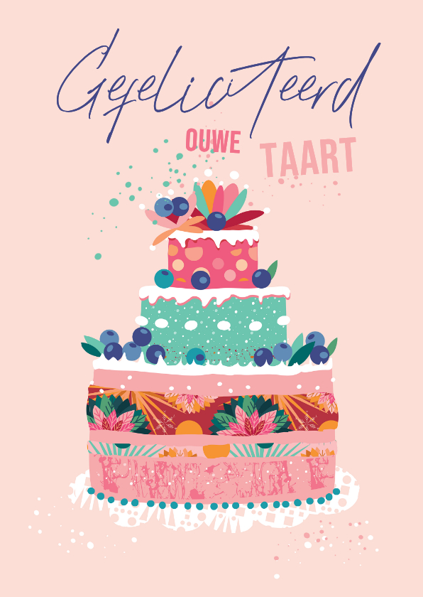 Verjaardagskaart met een grote taart - Verjaardagskaarten Verjaardagskaarten - Verjaardagskaart met een grote taart