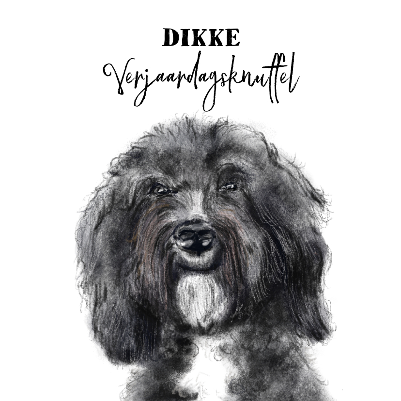 Verjaardagskaarten - Verjaardagskaart met een tekening van een hond 