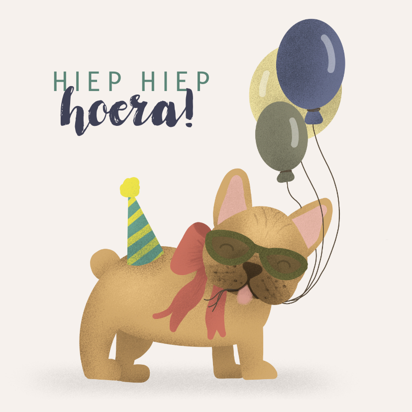 Verjaardagskaarten - Verjaardagskaart met Franse Bulldog 