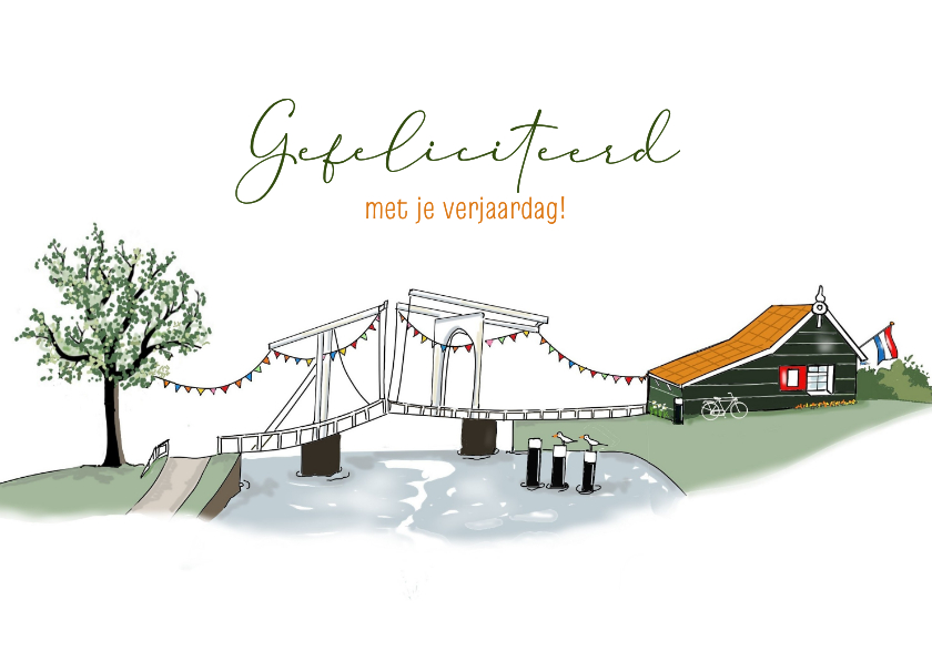 Verjaardagskaart met Hollands landschap - Verjaardagskaarten Verjaardagskaarten - Verjaardagskaart met Hollands landschap
