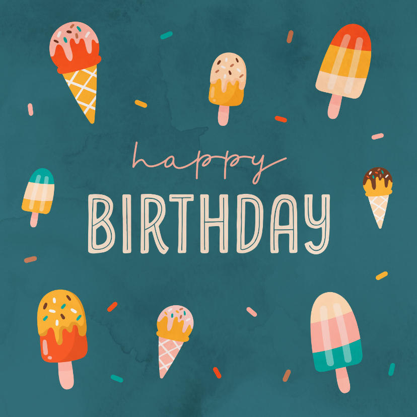 Verjaardagskaarten - Verjaardagskaart met ijsjes
