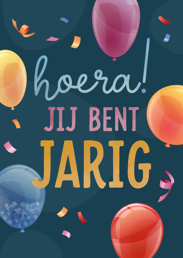Verjaardagskaarten - Verjaardagskaart met kleurrijke getekende ballonnen