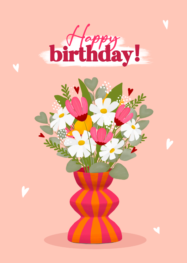 Verjaardagskaarten - Verjaardagskaart met mooie boeket bloemen
