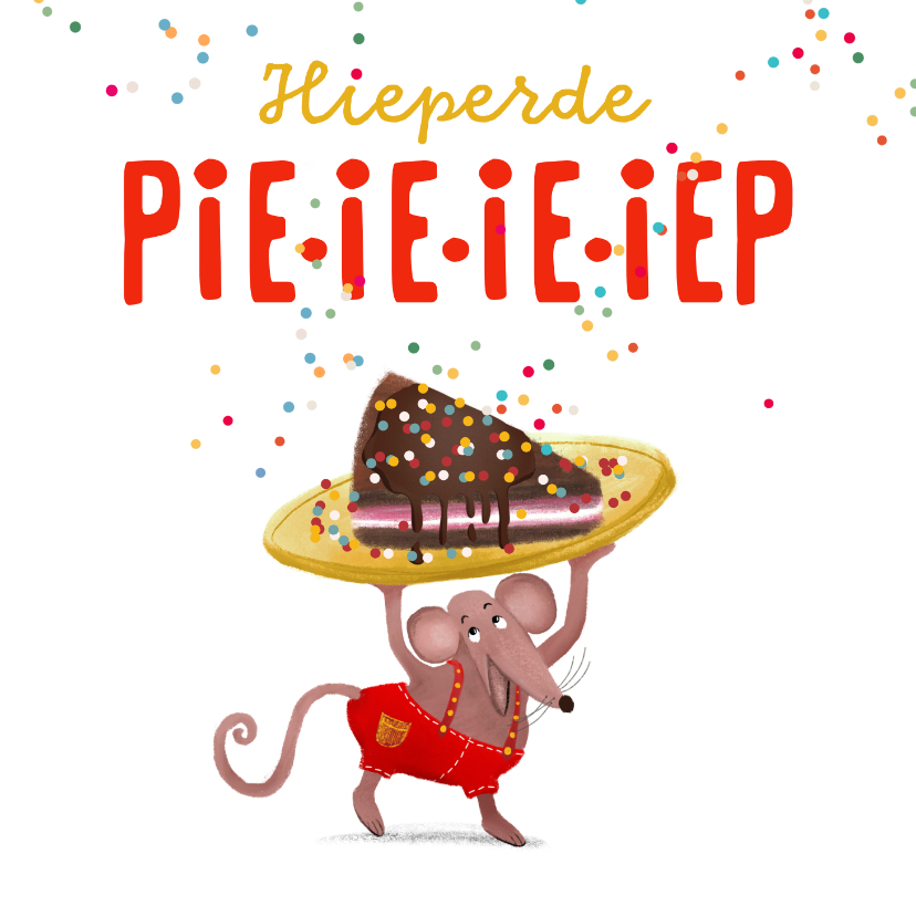 Verjaardagskaart met muis en taartje - Verjaardagskaarten Verjaardagskaarten - Verjaardagskaart met muis en taartje