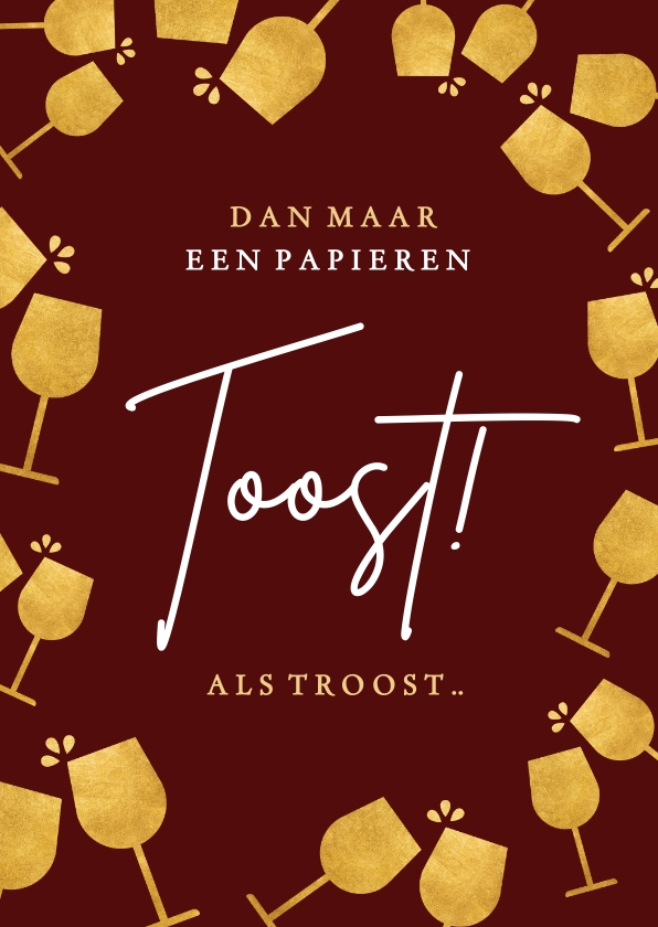 Verjaardagskaarten - Verjaardagskaart met papieren toost met wijn