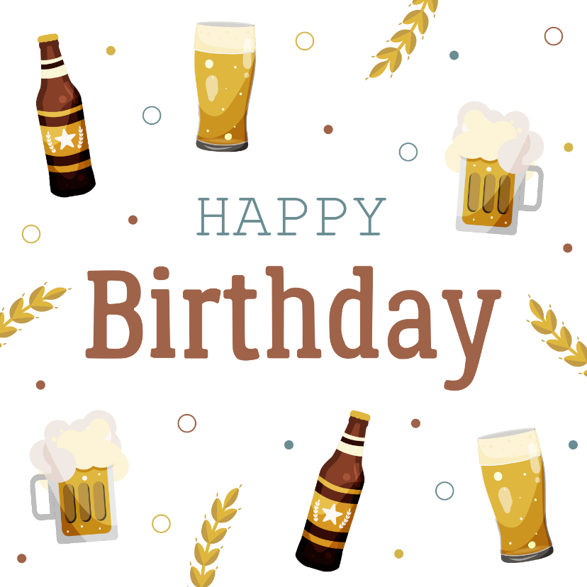 Verjaardagskaarten - Verjaardagskaart met patroon van bier