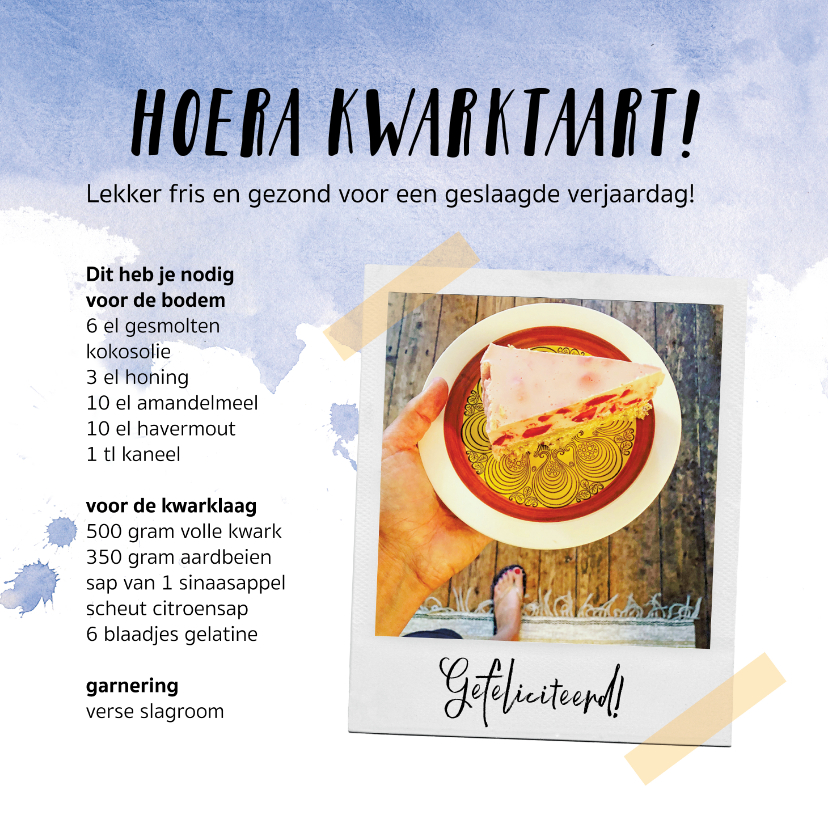 Verjaardagskaart met recept taart - Verjaardagskaarten Verjaardagskaarten - Verjaardagskaart met recept taart