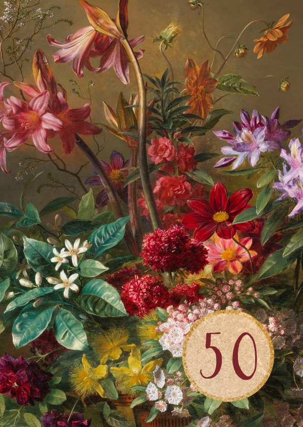 Verjaardagskaarten - Verjaardagskaart met schilderij van bloemenbos