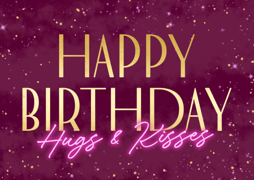 Verjaardagskaarten - Verjaardagskaart met sterren en roze neon