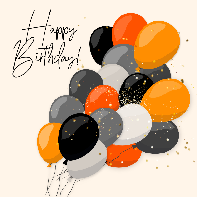 Verjaardagskaart met stoere gekleurde ballonnen en confetti - Verjaardagskaarten Verjaardagskaarten - Verjaardagskaart met stoere gekleurde ballonnen en confetti