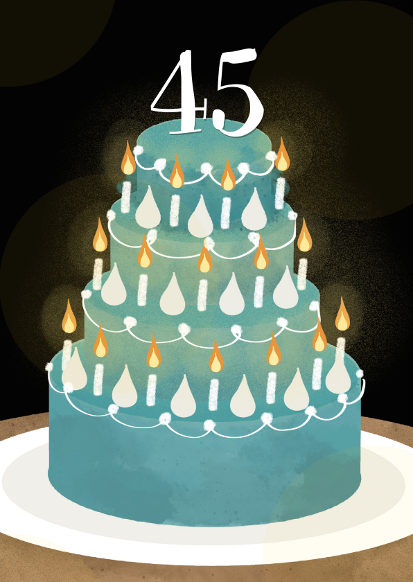 Verjaardagskaarten - Verjaardagskaart met taart kaarsjes en aanpasbare leeftijd