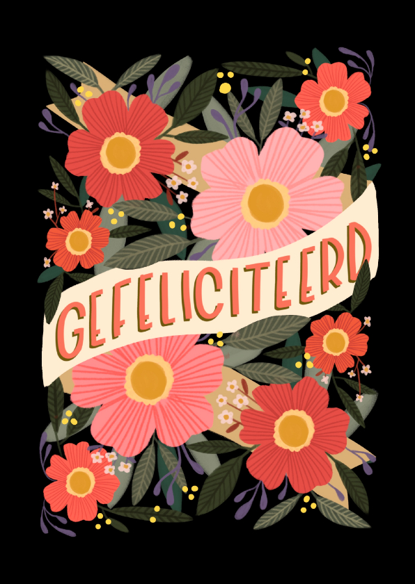 Verjaardagskaarten - Verjaardagskaart Mexicaanse bloemen met vlag