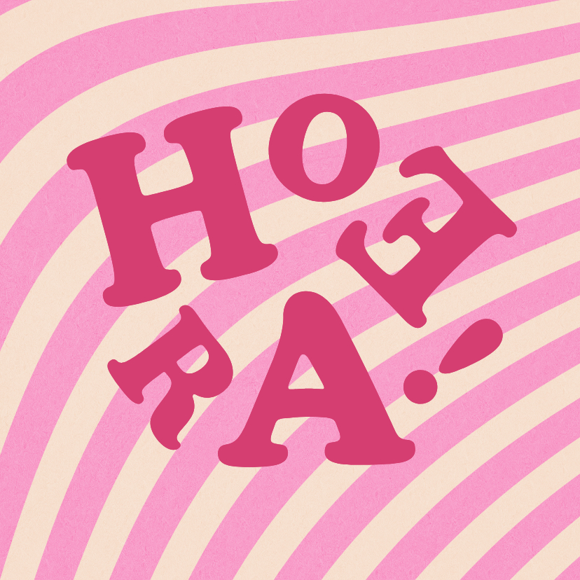 Verjaardagskaarten - Verjaardagskaart modern hip groovy hoera roze