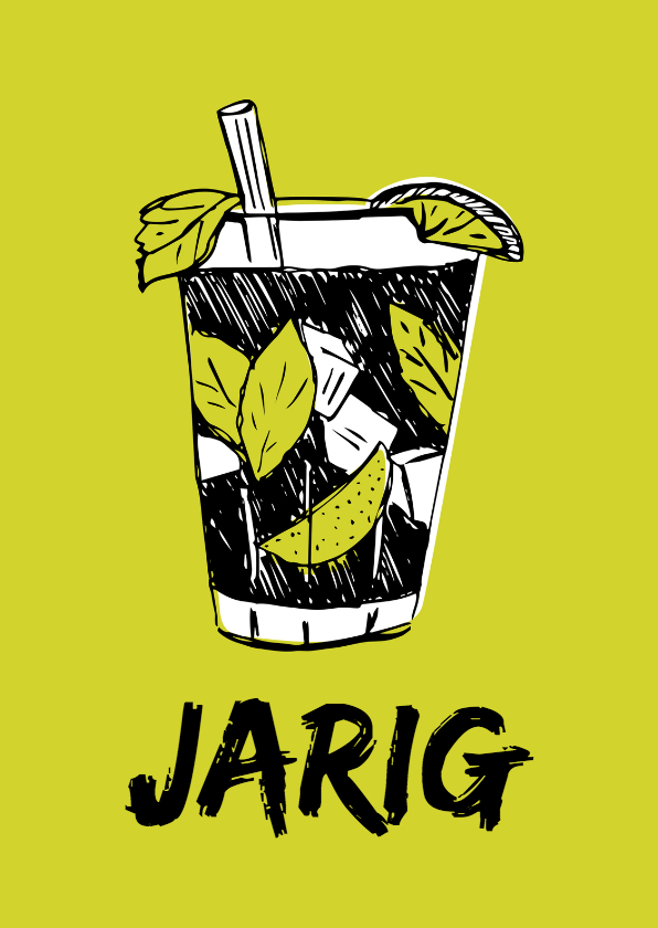 Verjaardagskaart Mojito cocktail - Verjaardagskaarten Verjaardagskaarten - Verjaardagskaart Mojito cocktail