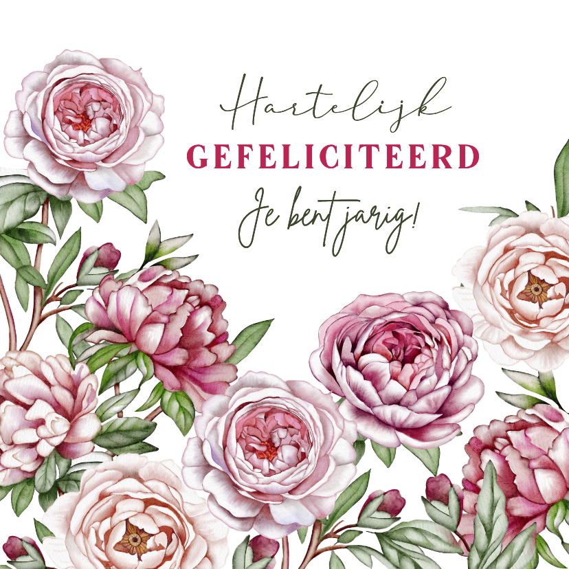 Verjaardagskaarten - Verjaardagskaart mooie rozen 