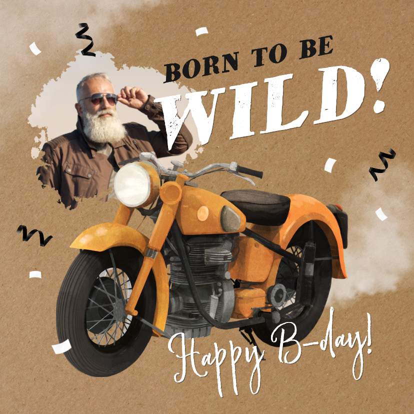 Verjaardagskaarten - Verjaardagskaart motor motorrijder stoer born to be wild