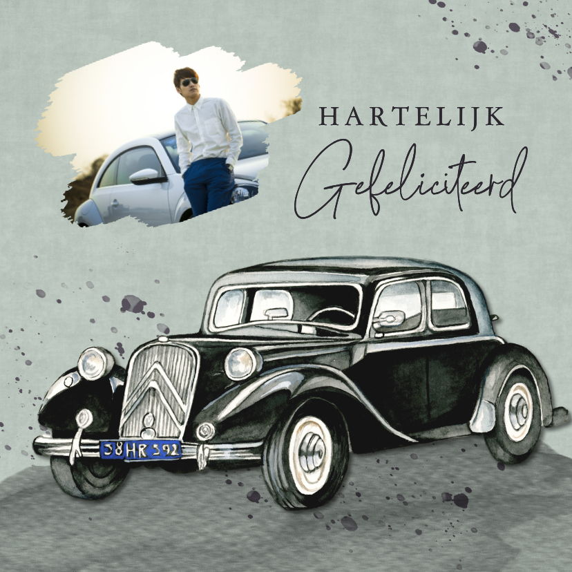 Verjaardagskaarten - Verjaardagskaart oldtimer vintage