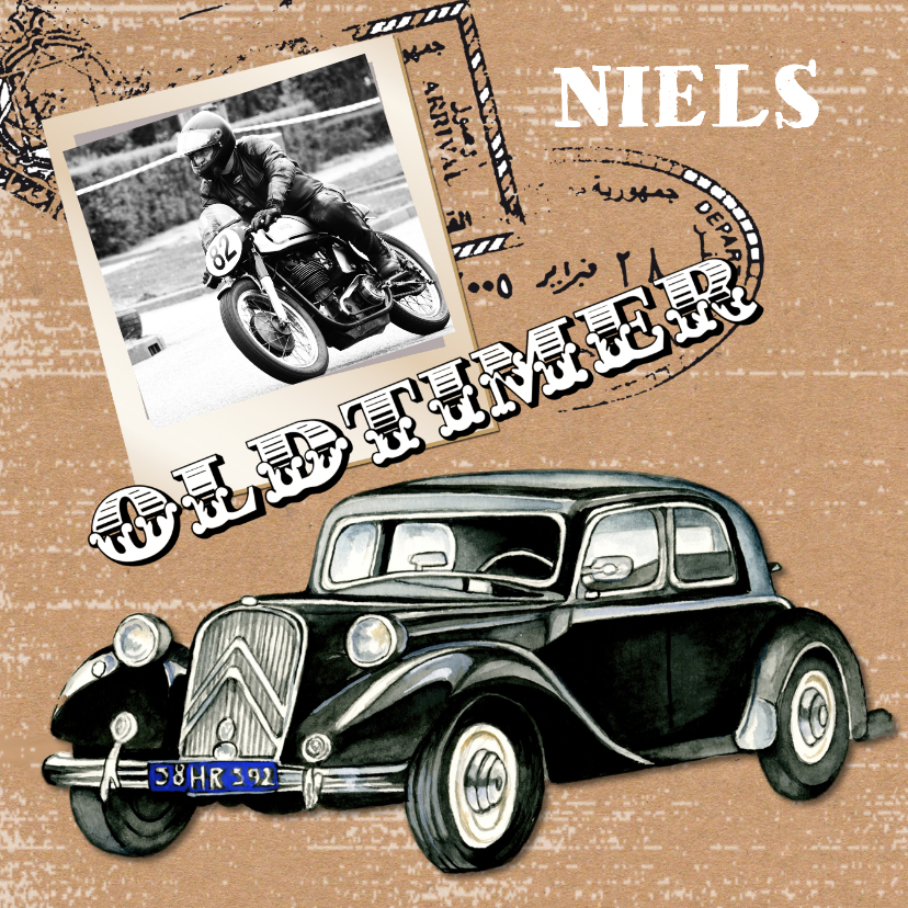 Verjaardagskaarten - verjaardagskaart oldtimer