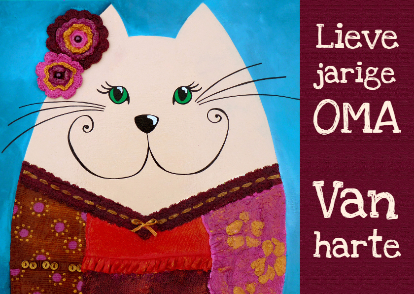 Verjaardagskaart Oma kat - Verjaardagskaarten Verjaardagskaarten - Verjaardagskaart Oma kat