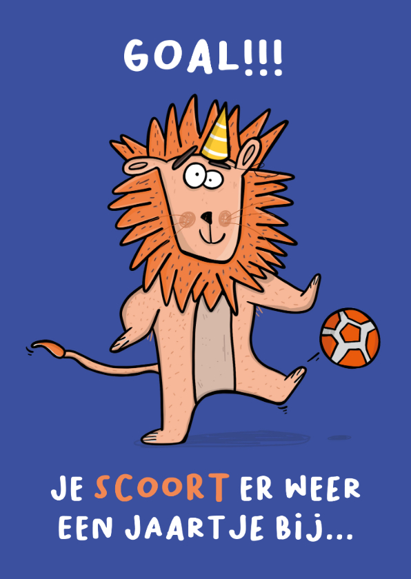 Verjaardagskaarten - Verjaardagskaart oranje Leeuw!