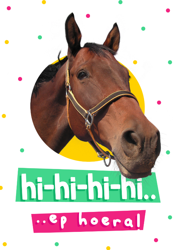 Verjaardagskaarten - Verjaardagskaart paard hi-hi-hiep hoera met confetti