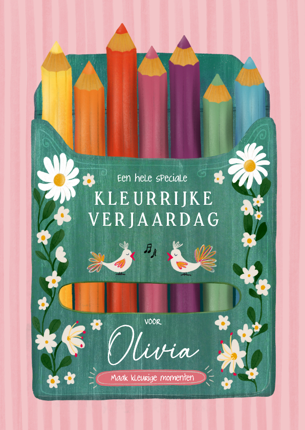 Verjaardagskaarten - Verjaardagskaart 'Potloden' kleurrijke verjaardag