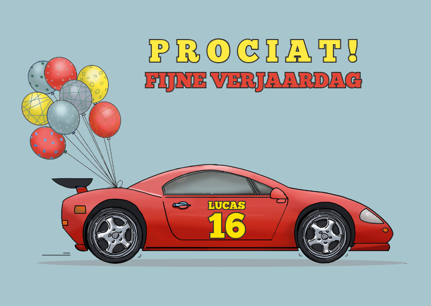 Verjaardagskaart raceauto rood - Verjaardagskaarten Verjaardagskaarten - Verjaardagskaart raceauto rood