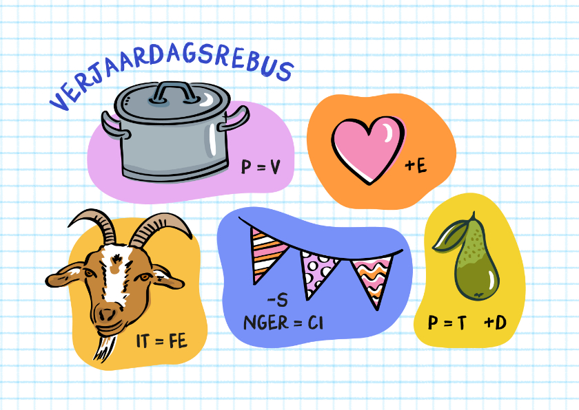 Verjaardagskaart rebus - Verjaardagskaarten Verjaardagskaarten - Verjaardagskaart rebus