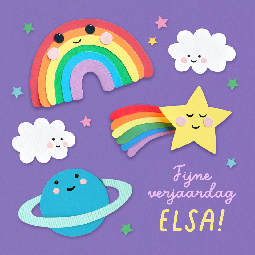 Verjaardagskaarten - Verjaardagskaart regenboog en ster