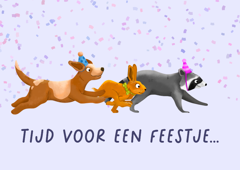 Verjaardagskaart rennende dieren - Verjaardagskaarten Verjaardagskaarten - Verjaardagskaart rennende dieren