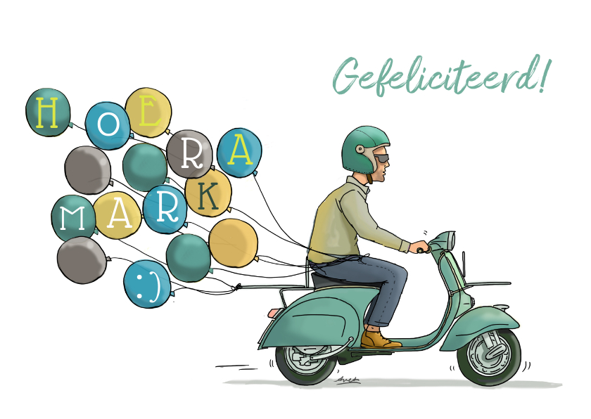 Verjaardagskaart retro scooter - Verjaardagskaarten Verjaardagskaarten - Verjaardagskaart retro scooter