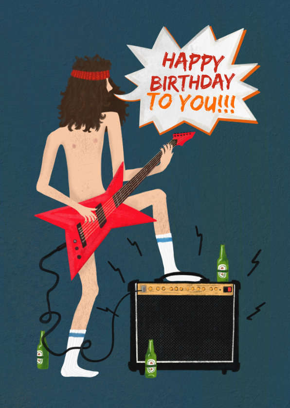 Verjaardagskaarten - Verjaardagskaart rocker met gitaar