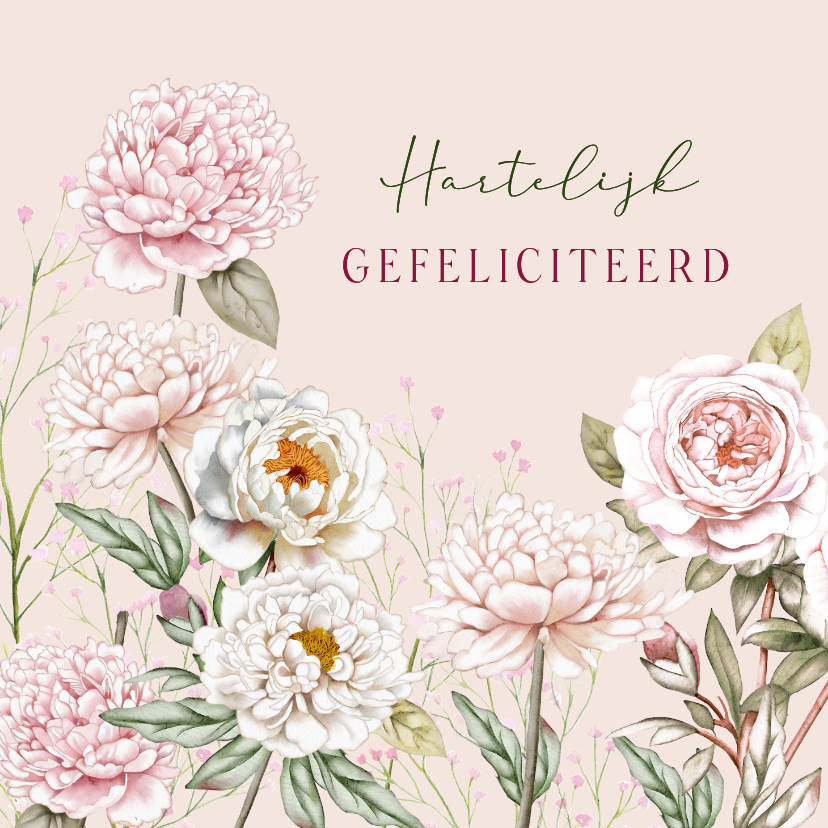 Verjaardagskaarten - Verjaardagskaart romantische rozen pastel