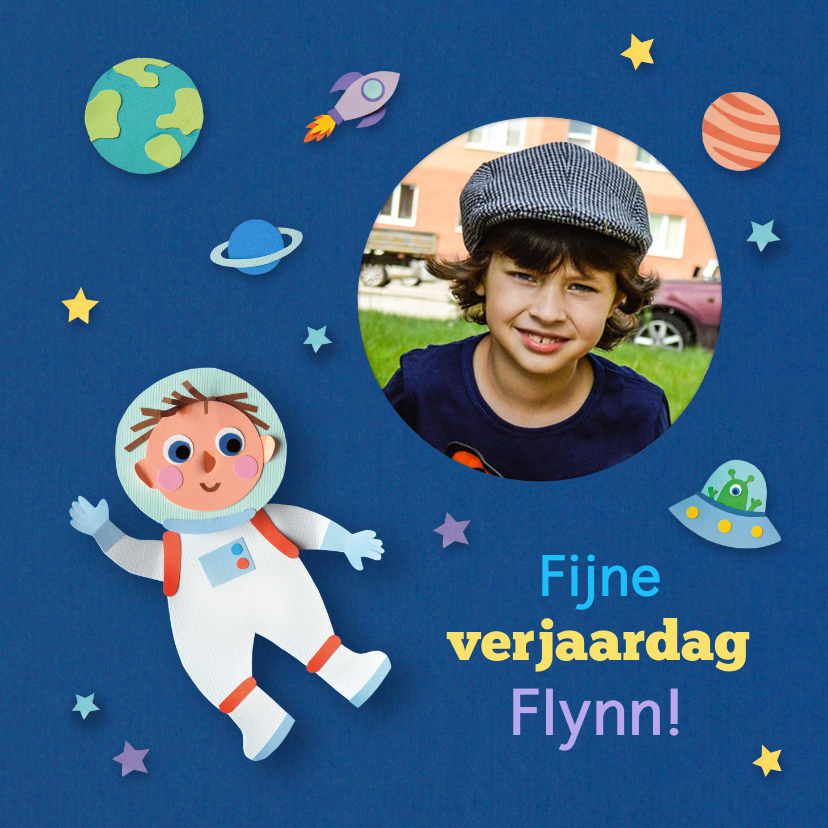 Verjaardagskaart ruimte met foto - Verjaardagskaarten Verjaardagskaarten - Verjaardagskaart ruimte met foto