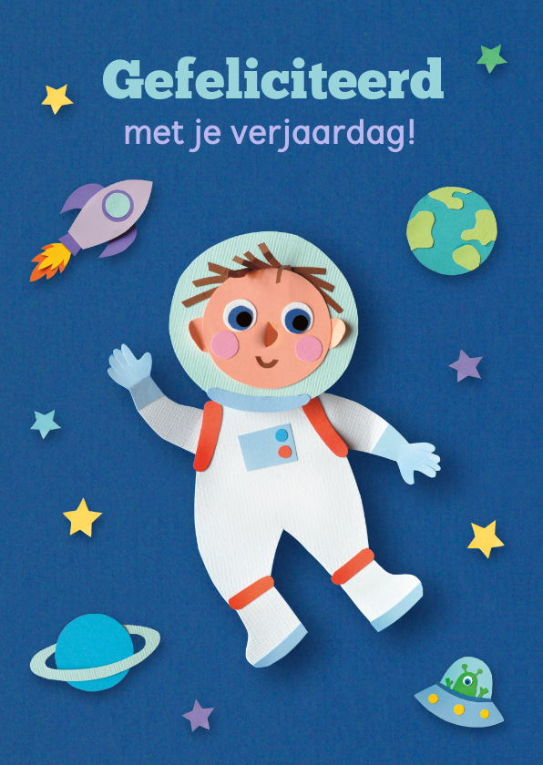 Verjaardagskaart ruimte - Verjaardagskaarten Verjaardagskaarten - Verjaardagskaart ruimte