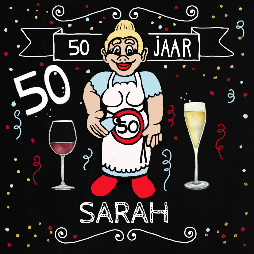 Verjaardagskaarten - Verjaardagskaart Sarahpop wijntje