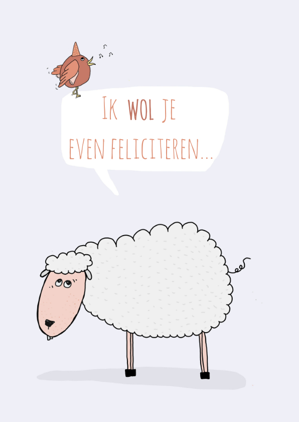Verjaardagskaart schaapje wol... - Verjaardagskaarten Verjaardagskaarten - Verjaardagskaart schaapje wol...