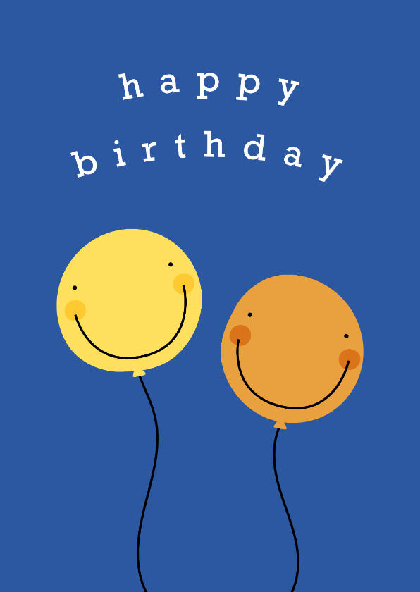 Verjaardagskaarten - Verjaardagskaart smiley ballonnen happy birthday