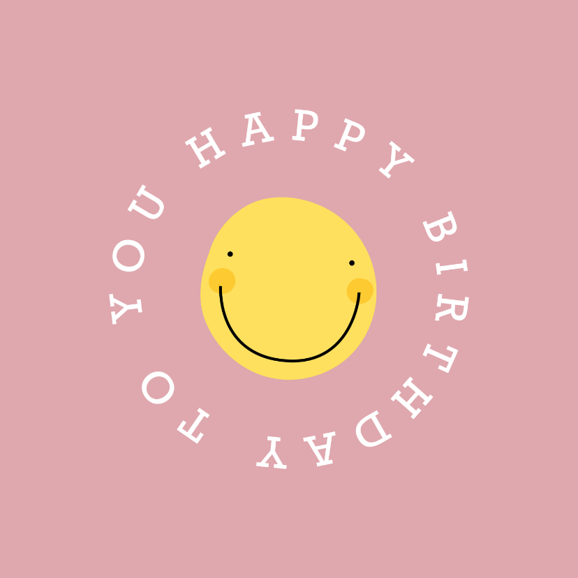 Verjaardagskaarten - Verjaardagskaart smiley roze happy birthday