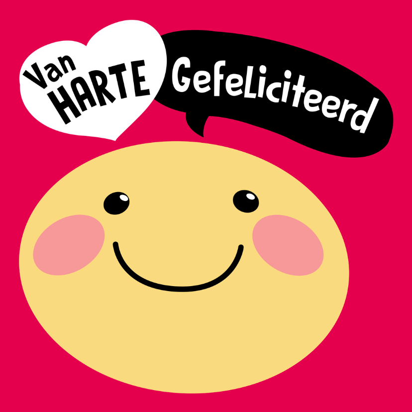 Verjaardagskaart Smiley v harte - Verjaardagskaarten Verjaardagskaarten - Verjaardagskaart Smiley v harte