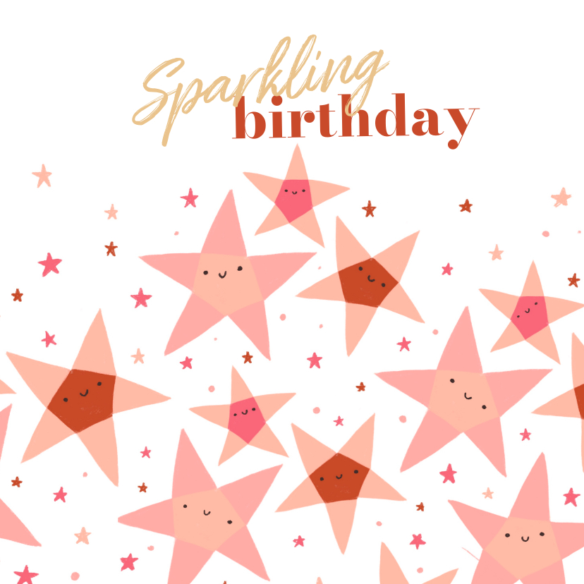 Verjaardagskaarten - Verjaardagskaart sparkling birthday sterren vierkant
