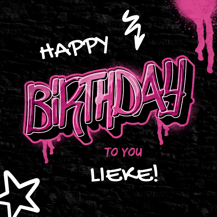 Verjaardagskaarten - Verjaardagskaart stoer met naam in graffiti stijl