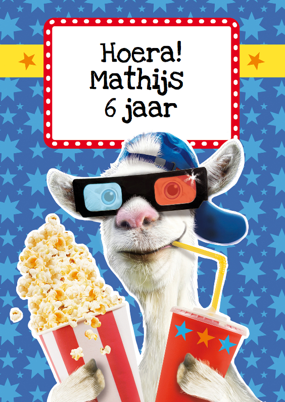 verjaardagskaart stoere geit popcorn - Verjaardagskaarten Verjaardagskaarten - verjaardagskaart stoere geit popcorn
