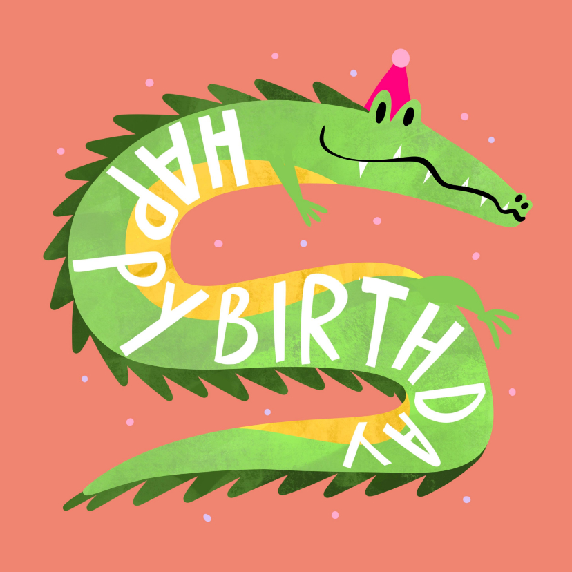 Verjaardagskaarten - Verjaardagskaart stoere krokodil
