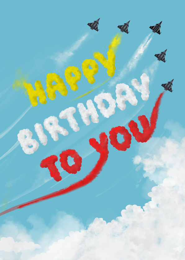 Verjaardagskaarten - Verjaardagskaart straaljagers happy birthday